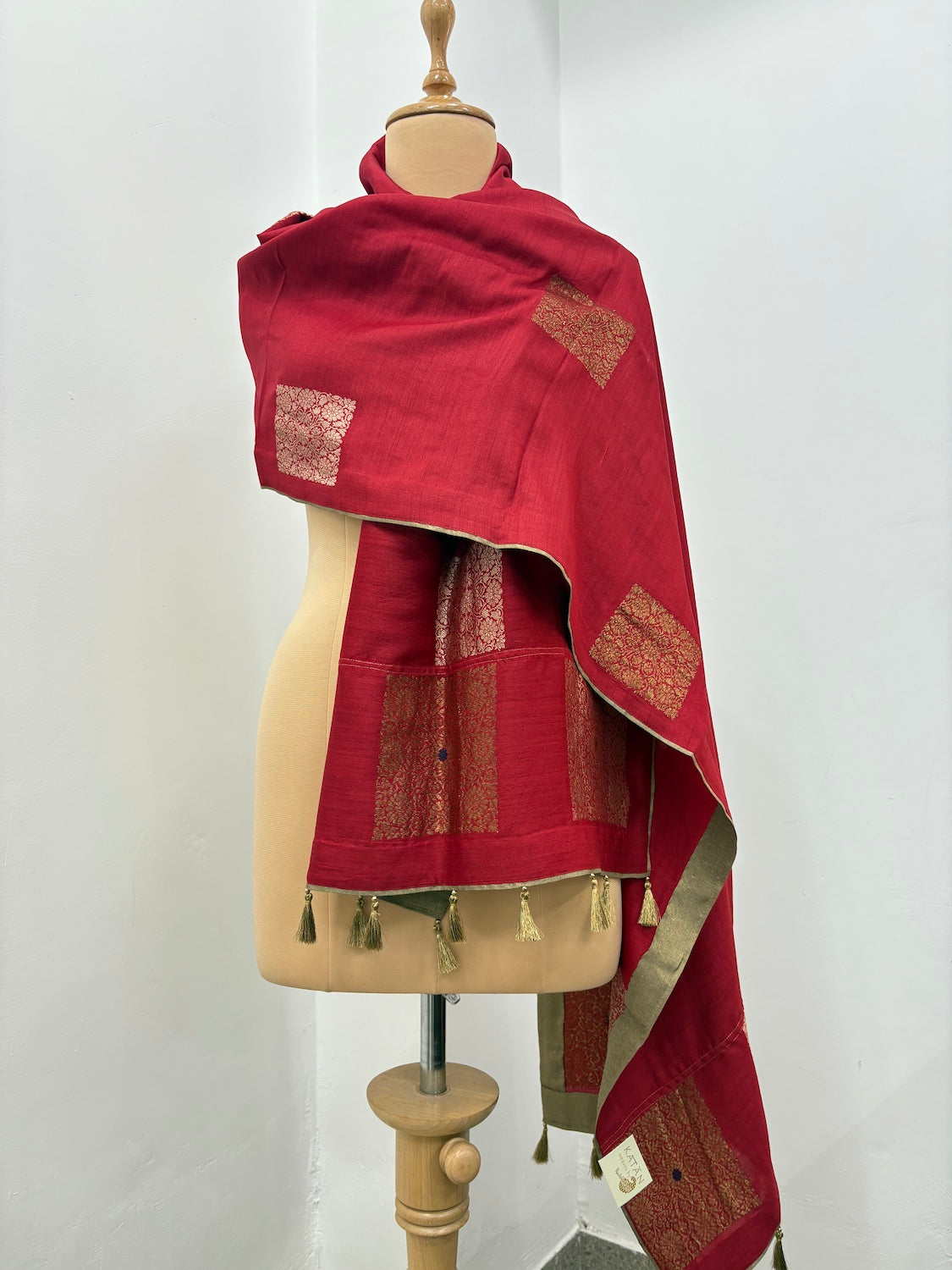 Azar Red Matka Georgette Stole Dupatta