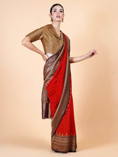 Priyali Rust & Brown Khaddi Georgette Saree