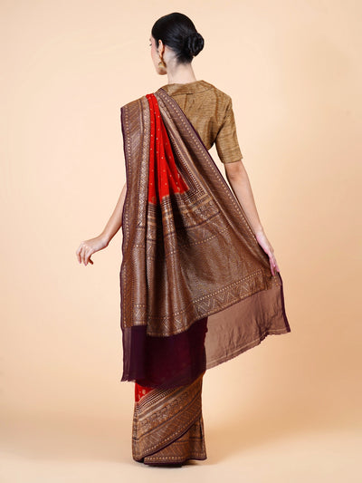 Priyali Rust & Brown Khaddi Georgette Saree