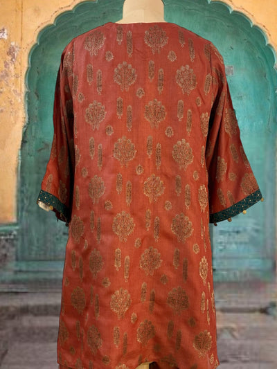 Rust Tussar Silk 2 piece Coord Set