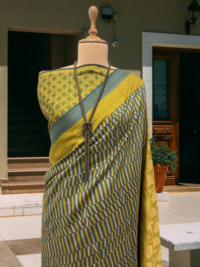 Avantika Sage Green Moonga Cotton Saree