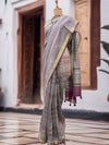 Capri Sea blue Moonga Cotton Printed Saree