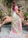 Tree of Life Sea Green chiffon tissue Saree