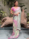 Tree of Life Sea Green chiffon tissue Saree