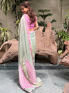 Tree of Life Sea Green chiffon tissue Saree