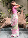 Tree of Life Sea Green chiffon tissue Saree