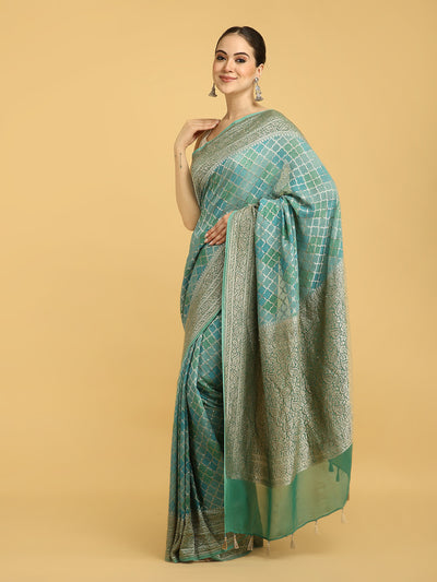 Sanobar Sea Green Khaddi Georgette Sari