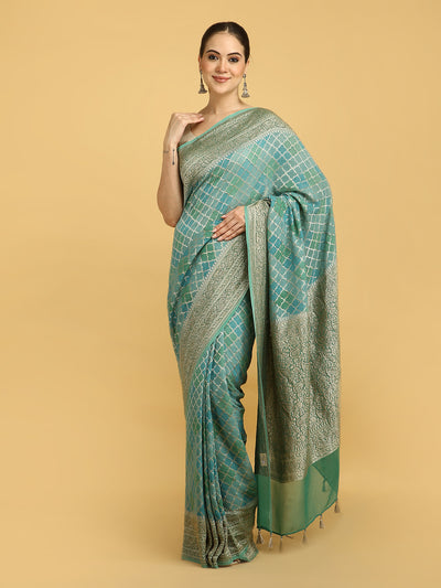 Sanobar Sea Green Khaddi Georgette Sari