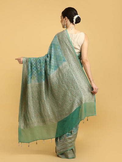 Sanobar Sea Green Khaddi Georgette Sari