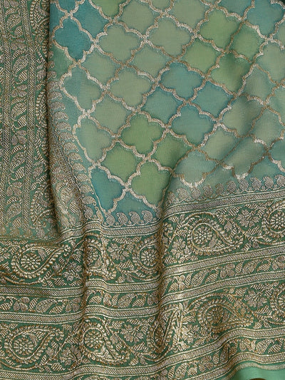 Sanobar Sea Green Khaddi Georgette Sari