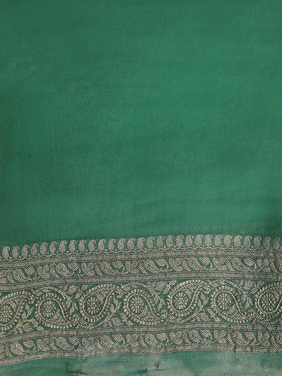 Sanobar Sea Green Khaddi Georgette Sari