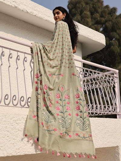 Guldaan Sea Green Kashmiri Matka Georgette Saree