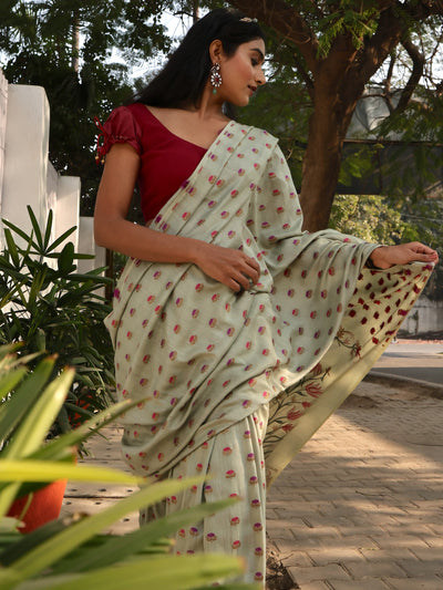 Guldaan Sea Green Kashmiri Matka Georgette Saree