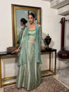 Sea Green Cutwork Lehenga Cape Set