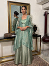 Sea Green Cutwork Lehenga Cape Set