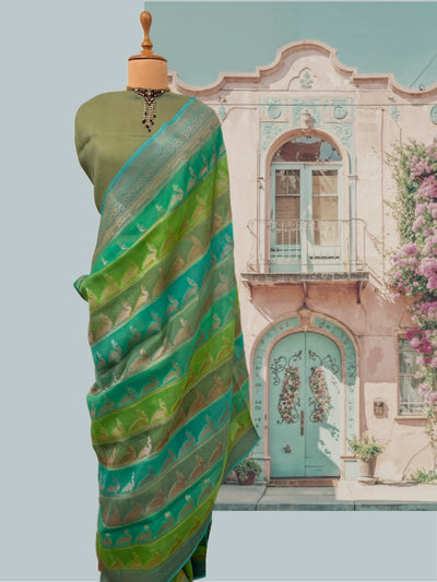 Savannah Sea Green Organza Sari