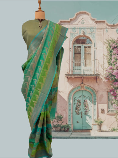 Savannah Sea Green Organza Sari