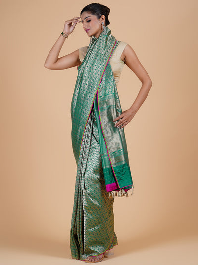 Mehnaaz Sea Green Brocade Silk Sari