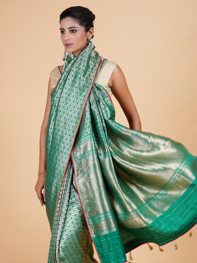 Mehnaaz Sea Green Brocade Silk Sari