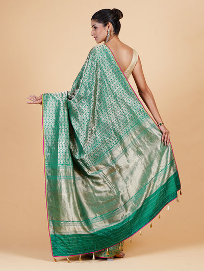 Mehnaaz Sea Green Brocade Silk Sari