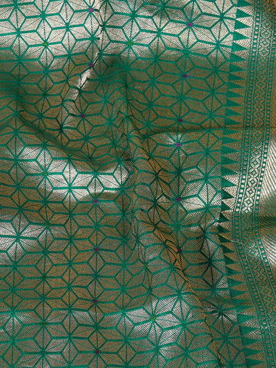 Mehnaaz Sea Green Brocade Silk Sari