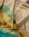 Bathsheba Sea Green Silk Tissue Saree