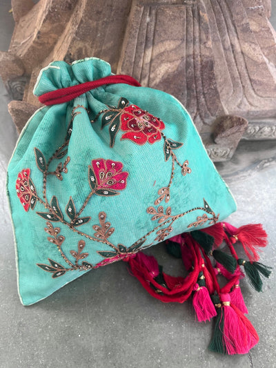 Secret Pond Sea Green Cotton Potli