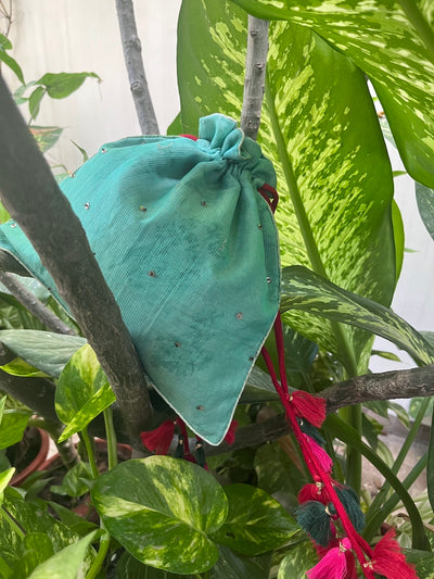 Secret Pond Sea Green Cotton Potli