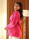 Pink Bandhani Cotton Shirt