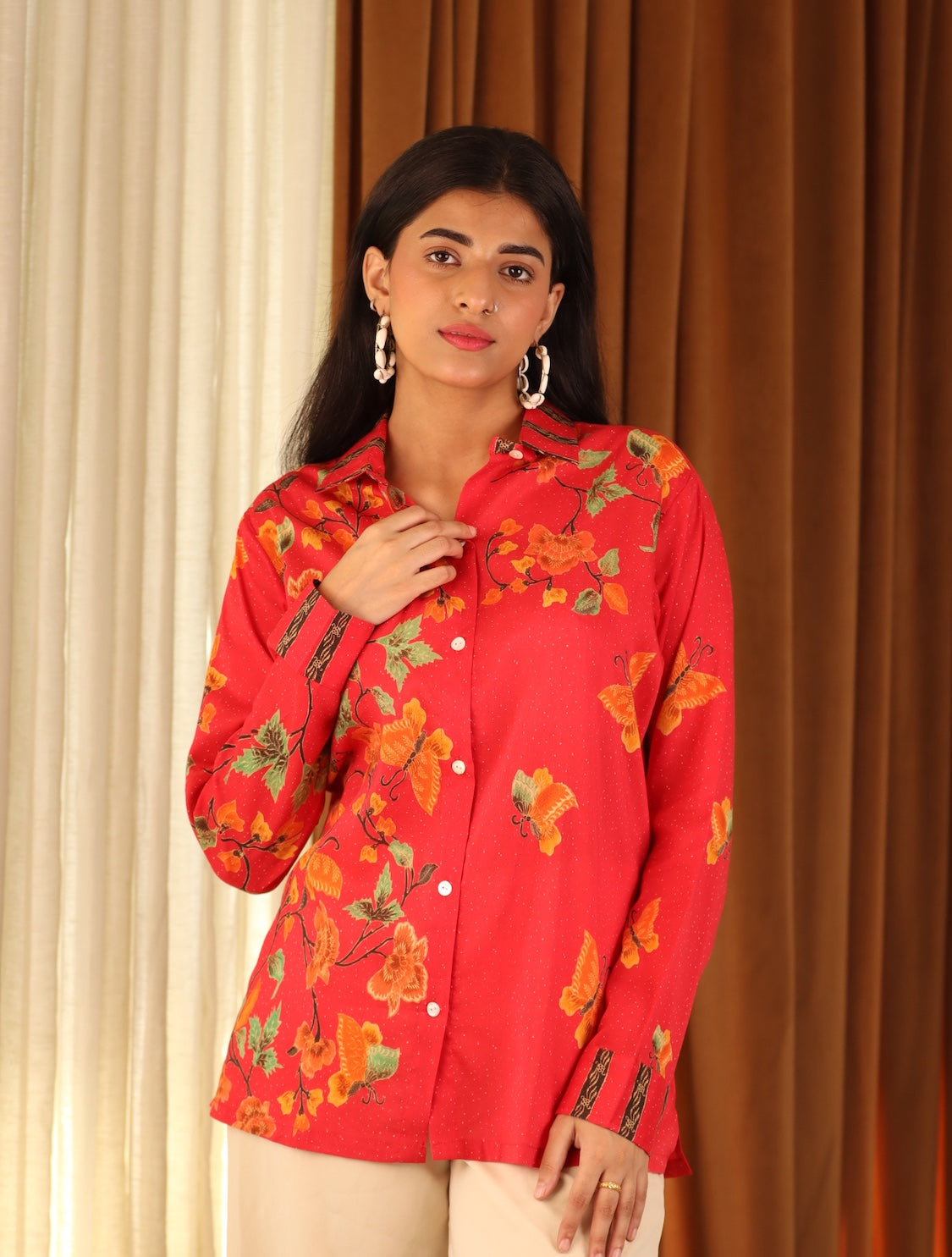 Flaming Red Cotton Shirt