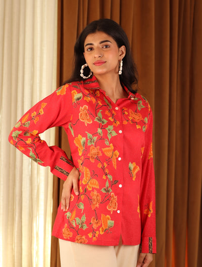 Flaming Red Cotton Shirt