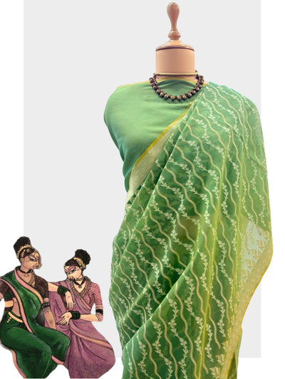 Alvira Green Yellow Cotton Saree