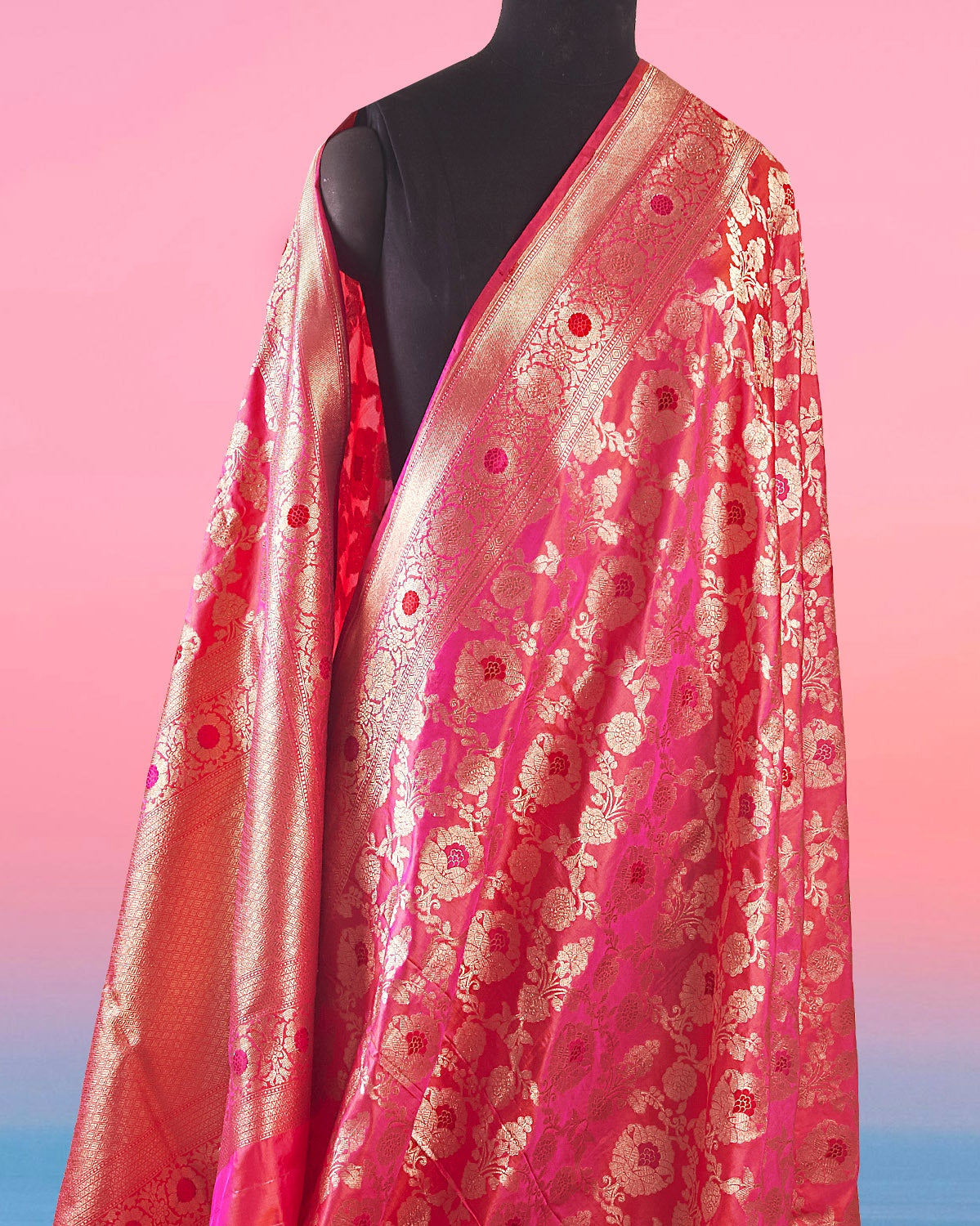 Lalita Pink Cross colour Silk Saree