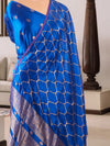 Nilgiri Blue Chinya Silk Sari