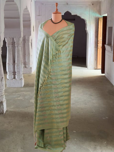 Caspian Sea Green Silk Saree