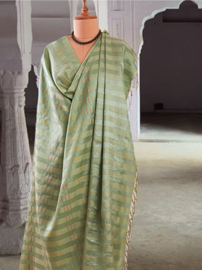 Caspian Sea Green Silk Saree