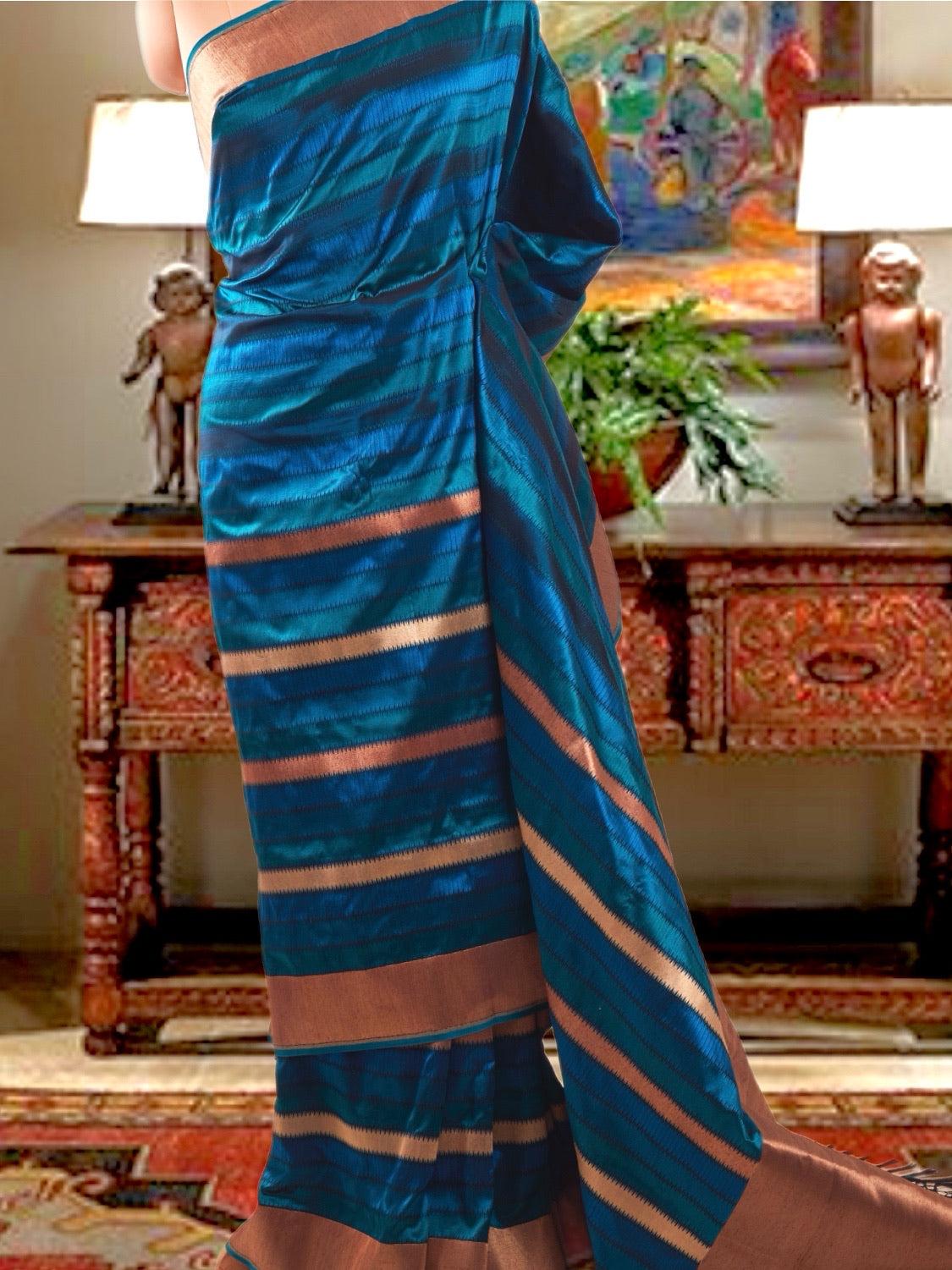 Casablanca Blue Tanchoi Silk Saree