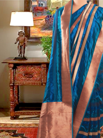 Casablanca Blue Tanchoi Silk Saree