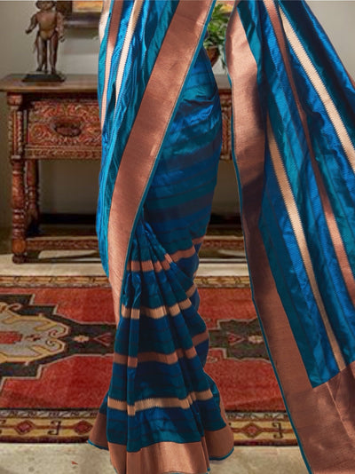 Casablanca Blue Tanchoi Silk Saree