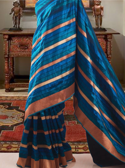 Casablanca Blue Tanchoi Silk Saree