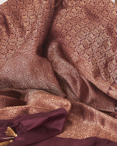 Vamika Brown Brocade Silk Saree