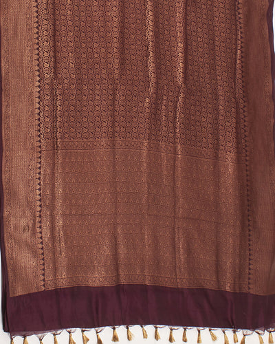 Vamika Brown Brocade Silk Saree