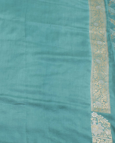 Rose Trellis Sea Green Katan Silk Saree
