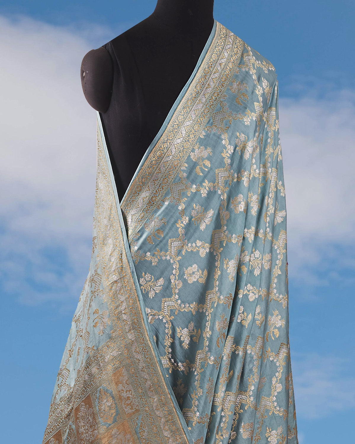 Tiffany Sky Blue Katan Silk Saree