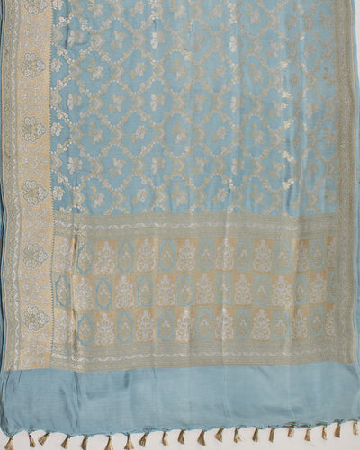 Tiffany Sky Blue Katan Silk Saree