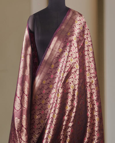 Travancore Coffee Wine Katan Silk Saree