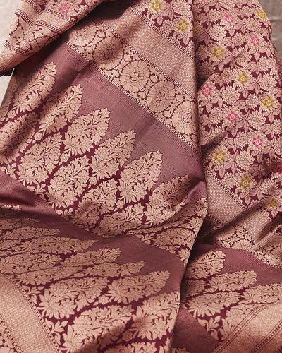 Travancore Coffee Wine Katan Silk Saree