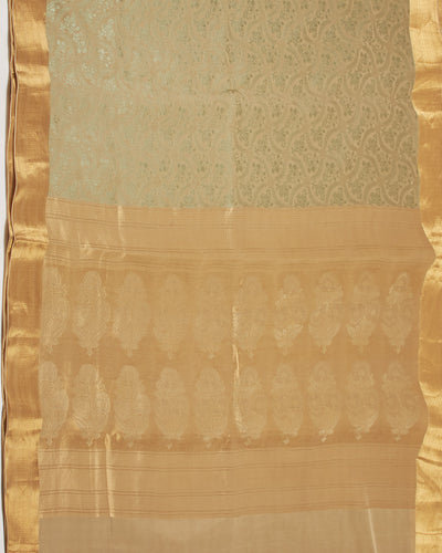 Nargis Pista Cotton Silk Tanchoi Saree