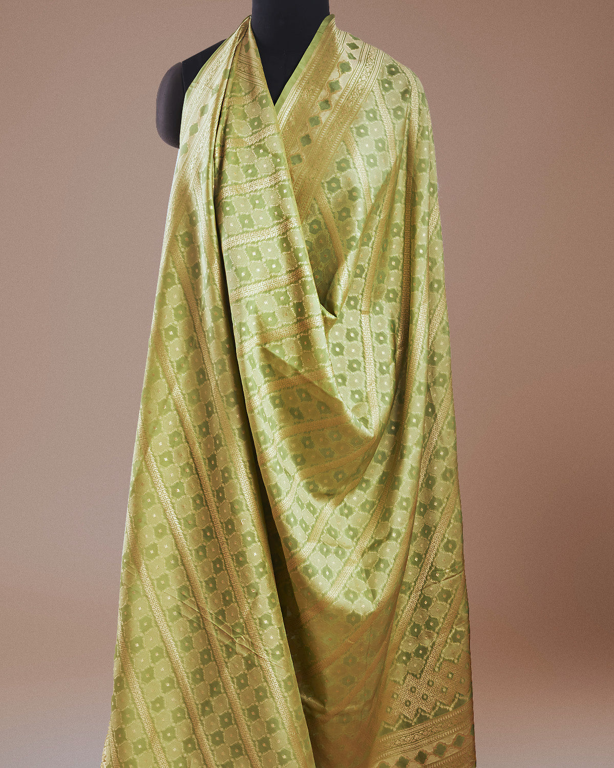 Argentine Green Crepe Silk Sari
