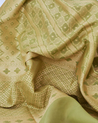 Argentine Green summer Silk Sari